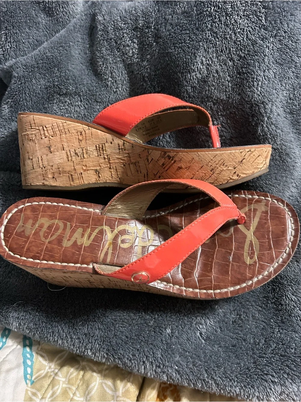 Sam Edelman Orange Patent Thong Sandals
